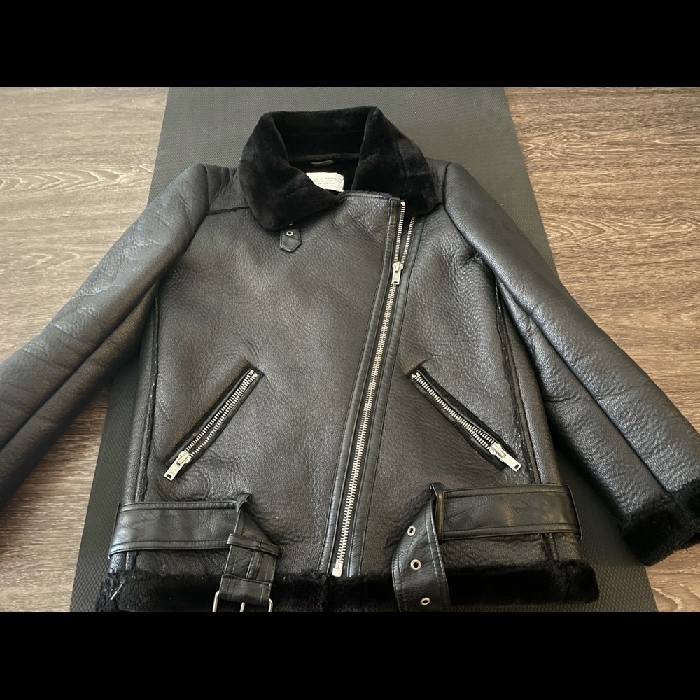 zara leather fur jacket
